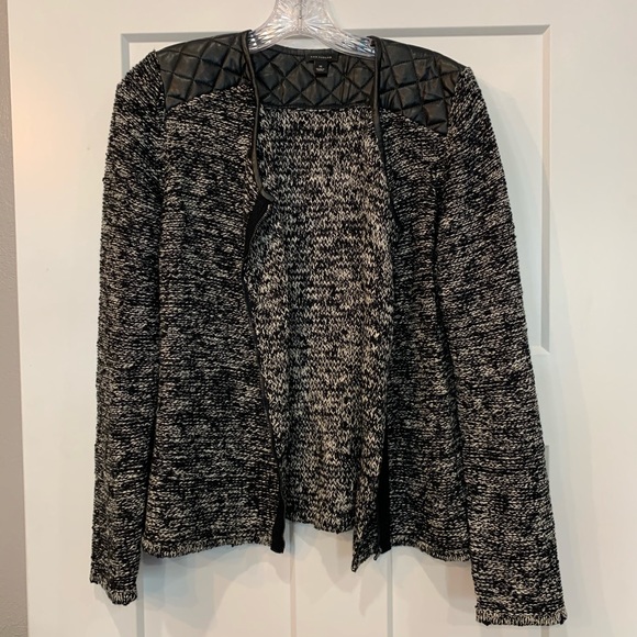Ann Taylor Black & White Sweater Moto Jacket - Picture 1 of 6